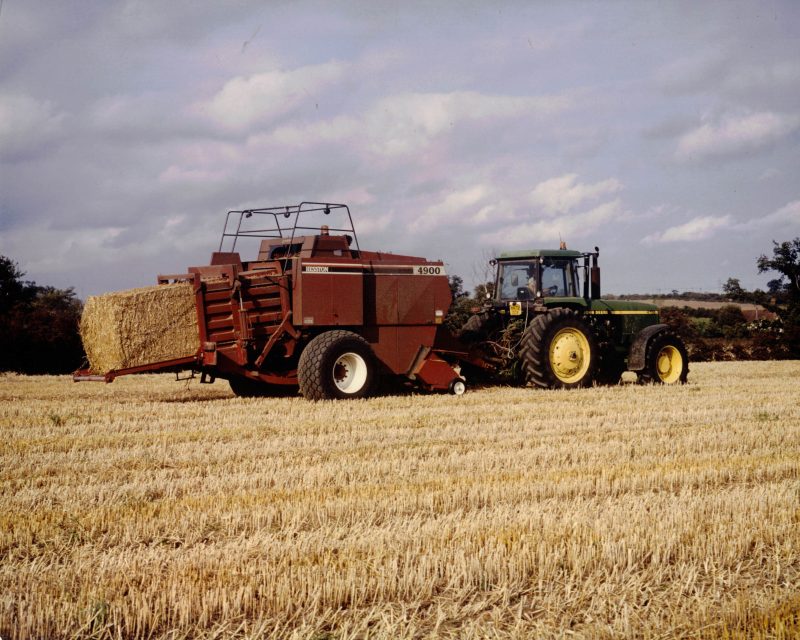 Baler in field