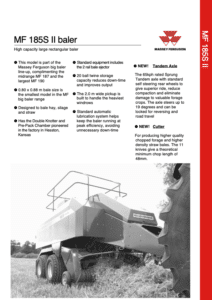 MF 185S II Large Square Baler Spec Sheet