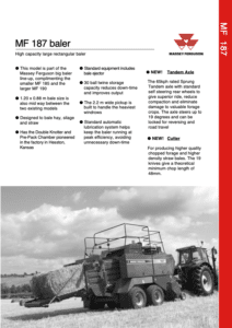 MF 187 Large Square Baler Spec Sheet