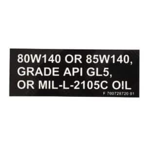 700745125 massey ferguson decal oil85w 140spec